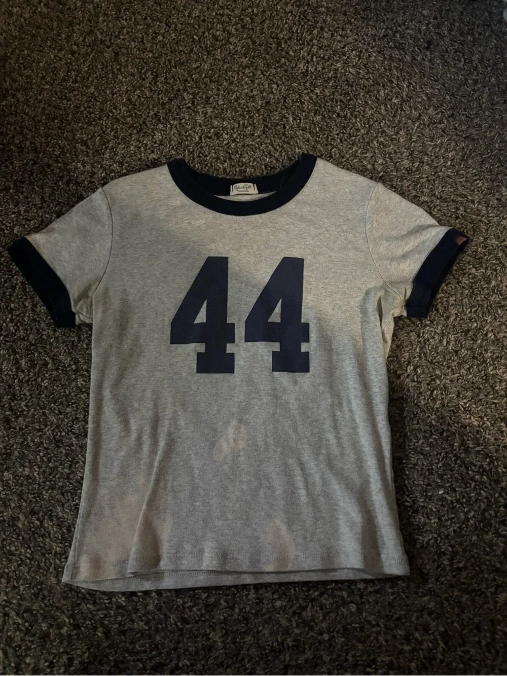 Kids Gray Ringer Tee with Navy Number 44 - Classic Casual